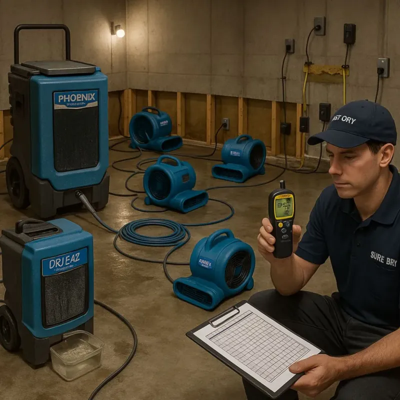 Structural Drying and Dehumidification process in Collinsville, TX